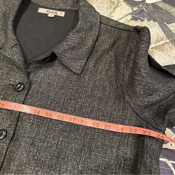 NWOT FLAX 100% linen long sleeve duster jacket grey-black boho classic oversized - Picture 12 of 16